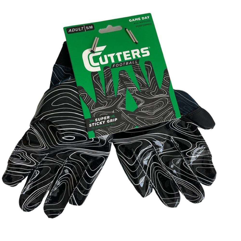 NWT Cutters Football Game Day Receiver Gloves Adult S/M SFIA /NCAA Specs